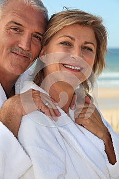Middle-aged couple at beach