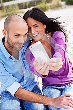 Middle-aged couple on a beach