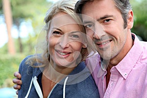 Middle-aged couple enjoying outdoors