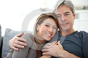 Middle-aged couple at home