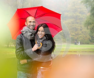 Middle-aged couple outdoors on autumn day