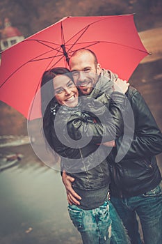 Middle-aged couple outdoors on autumn day