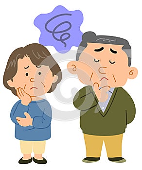 Middle-aged couple`s troubles, whole body