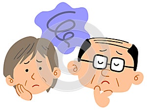 Middle-aged couple`s worries, Anxiety, Facial expression