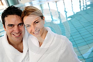 Middle-aged couple in spa center