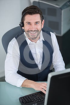 middle aged customer service representative