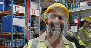 Middle aged male worker in a warehouse