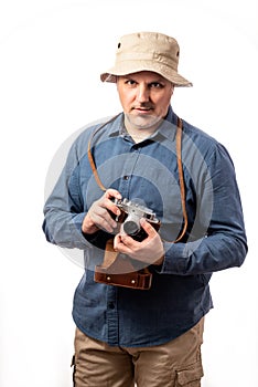 Middle-aged man with camera