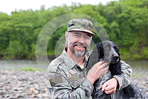 Middle aged man with a dog