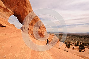 Middle-Aged Man Hiking Near Looking Glass Arch