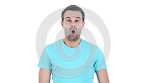 Middle Aged Man in Shock, White Background