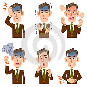 Middle-aged and older businessman sickness 6 symptoms