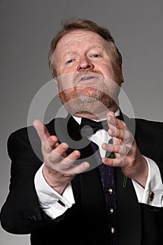 Middle aged opera singer performing