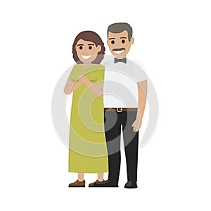 Middle-Aged Pair Standing Together Flat Vector