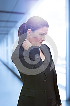 Middle aged woman acute neck pain