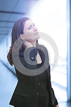 Middle aged woman acute neck pain