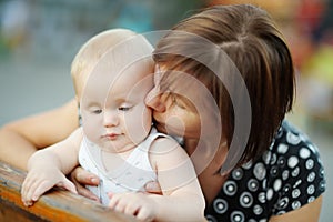 Middle aged woman and her adorable little grandson