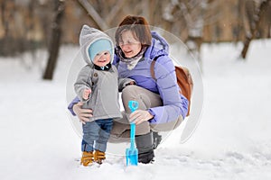 Middle aged woman and her adorable little grandson