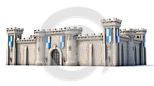 Middle ages castle, medieval fortress 3d rendering