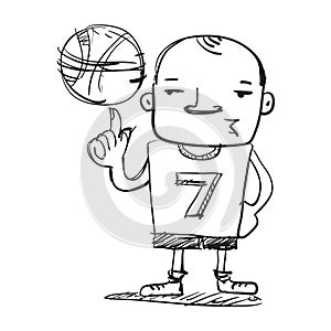 Man Playing Ball Doodle Vector Illustration