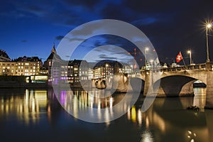 Middle bridge over the river Rhine in Basel, Switzerland