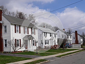 Middle class houses on American suburban street