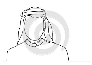 Middle east arab man in keffiyeh - single line drawing