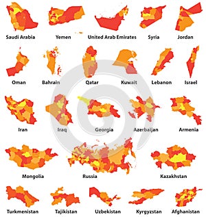 Middle East and Arabic countries vector maps