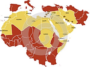 Middle East map .