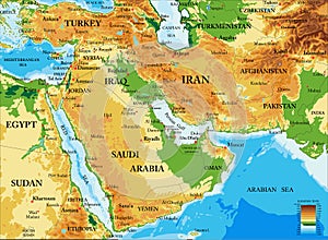 Middle East-physical map