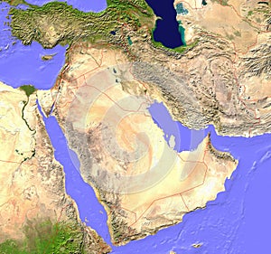 Middle East satellite map photo