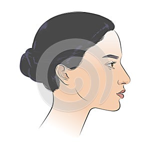 Middle Eastern arabian woman. Vector line sketch illustration.