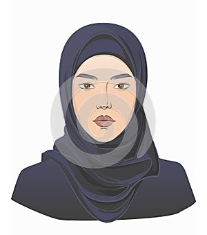 Middle Eastern arabian woman. Vector line sketch illustration.