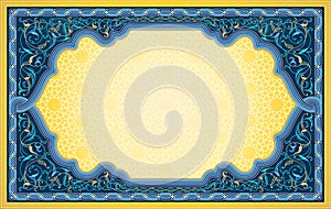 Middle eastern art background in blue and gold color