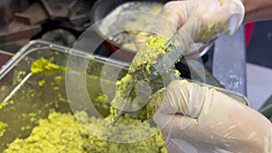 Middle eastern chef preparing falafel balls