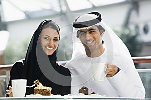 A Middle Eastern couple enjoying a meal