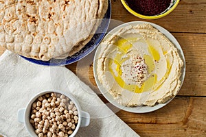 Middle Eastern cuisine: freshly made hummous