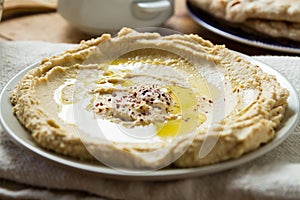 Middle Eastern cuisine: freshly made hummous