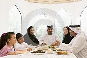 A Middle Eastern family enjoying