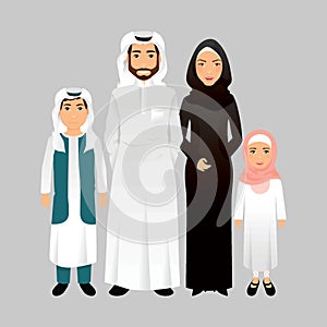 middle eastern family portrait. Vector illustration decorative design