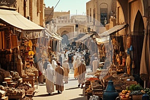 Middle Eastern market View of a bustling marketplace in town