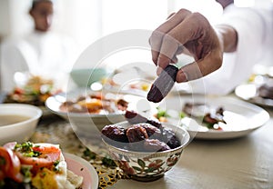 Middle Eastern Suhoor or Iftar meal photo