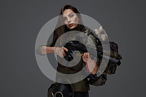 Middle Eastern Survivalist Woman with Rifle