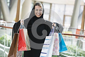 A Middle Eastern woman in a shopping mall