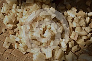 the middle or the inside part of a banana tree was chopped , used as vegetable in India