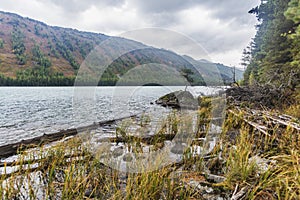 Middle Multinskoe lake. Altai mountains landscape