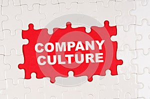 In the middle of the puzzles on a red background it is written - COMPANY CULTURE