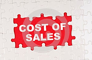 In the middle of the puzzles on a red background it is written - COST OF SALES