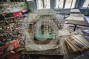 Middle School in Pripyat city, Chernobyl Zone, Ukraine