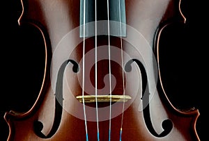 Violin Middle Section Isolated on a Black Background